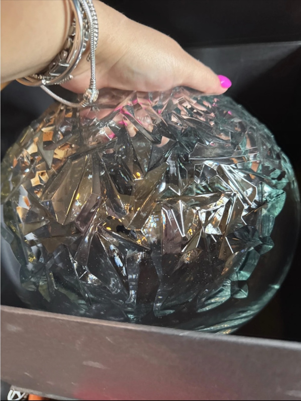 Orrefors Kostaboda Clear Textured Glass Decorative Sphere